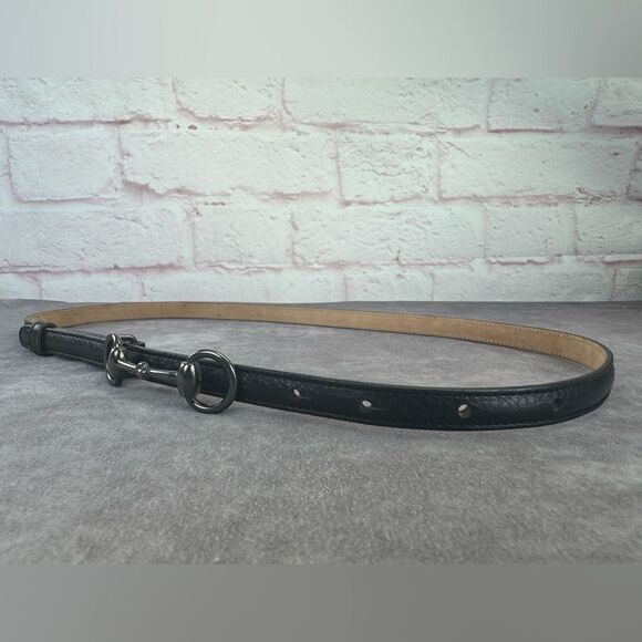 Authentic Gucci Black Gunmetal Horsebit Slim Belt 282349 90/36